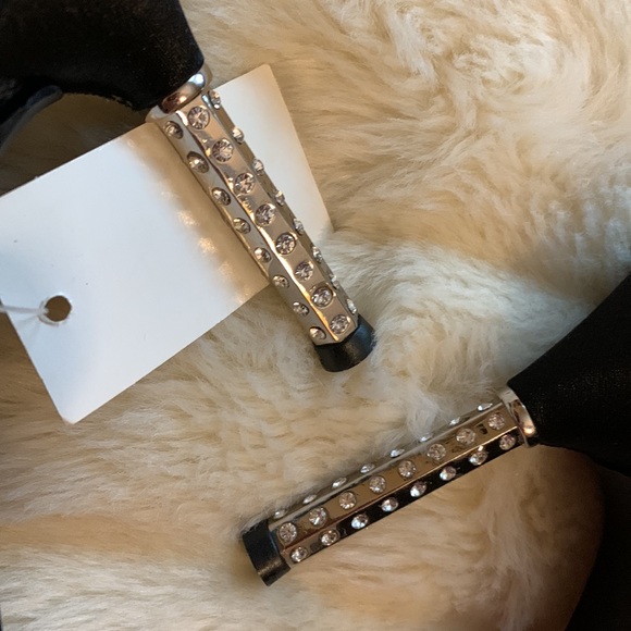 Pierre Dumas jewelled silver heel black beaded kitten slides heels 7 - Picture 3 of 11